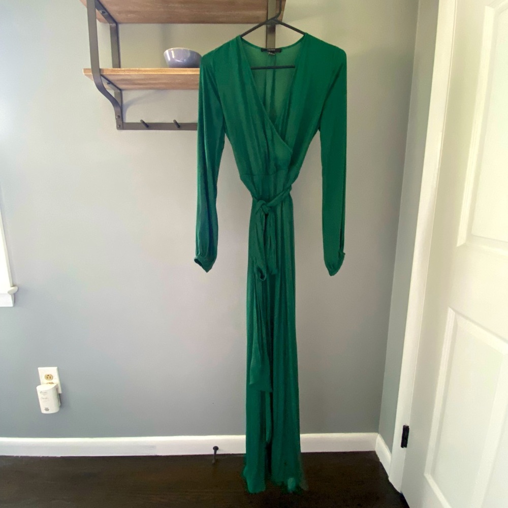 Emerald Green Formal silk maxi dress